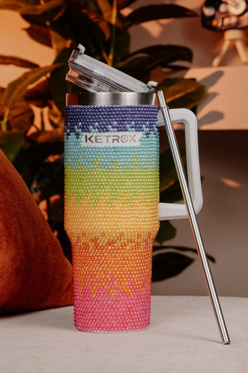 Rainbow Pearl Rhinestone Customized Tumbler