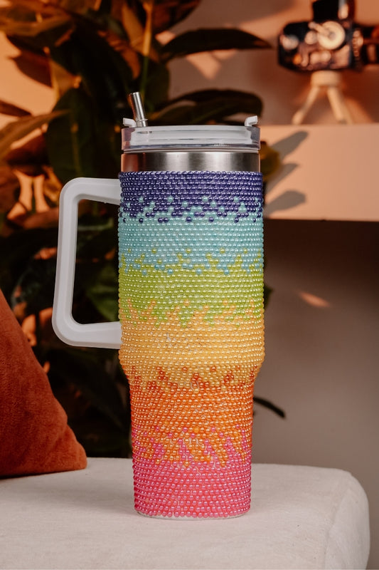 Rainbow Pearl Rhinestone Customized Tumbler