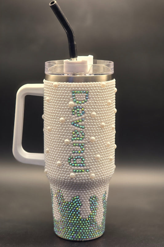 Pearl & Crystal  Rhinestones Customized Tumbler